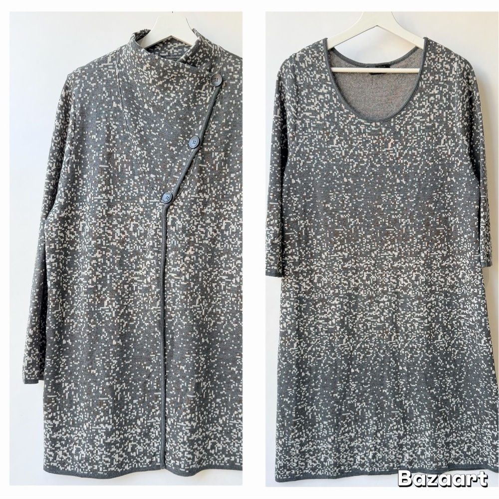 Marina Rinaldi knit Dress and Jacket COMBO– Gray/white Size M